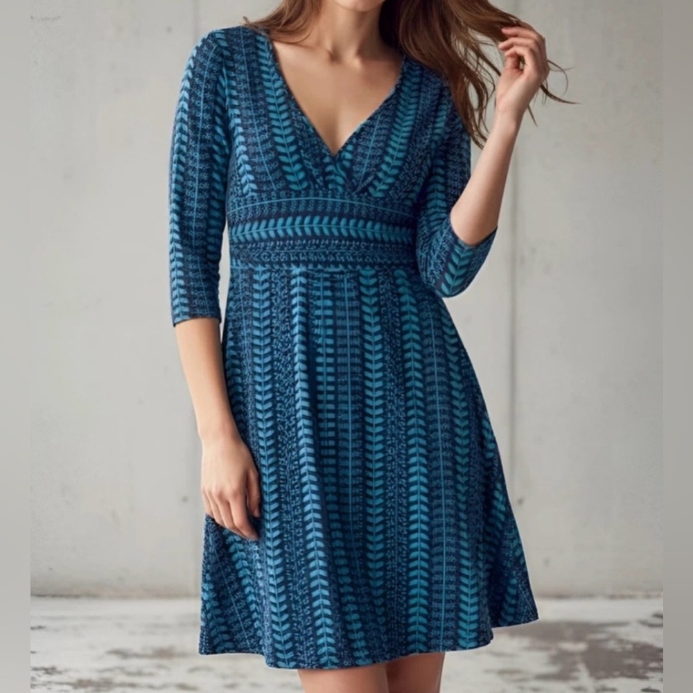 Patagonia Margot Women’s Teal Blue Black Midi Elbow Sleeve Dress Size: XS